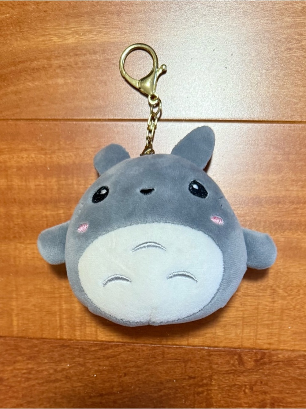 Gray Plush Totoro-Style Keychain
